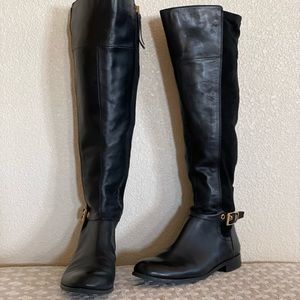 Franco Sarto Knee High Black Leather Boots